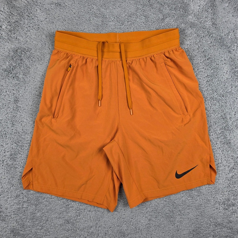 Nike Dri-FIT Flex Vent Max Shorts Mens S Orange Athletic Training Gym 8" Inseam